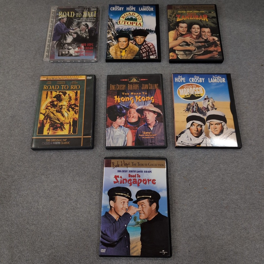 7 Bob Hope Bing‎ Crosby Movie Lot Road To Bali Utopia Zanzibar Rio HK DVD